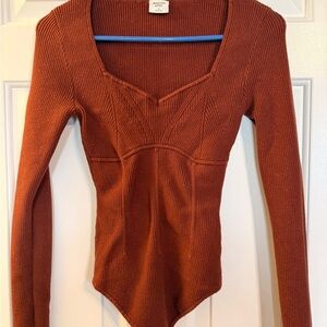 Abercrombie & Fitch Burgundy Ribbed Top